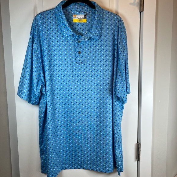 Nicklaus Eco Choice Men's Golf Polo Shirt  Blue All Over Floral Print Stretch XL - Picture 1 of 10